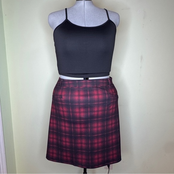 Plaid Red Skirt Edgy Grunge - Picture 2 of 6